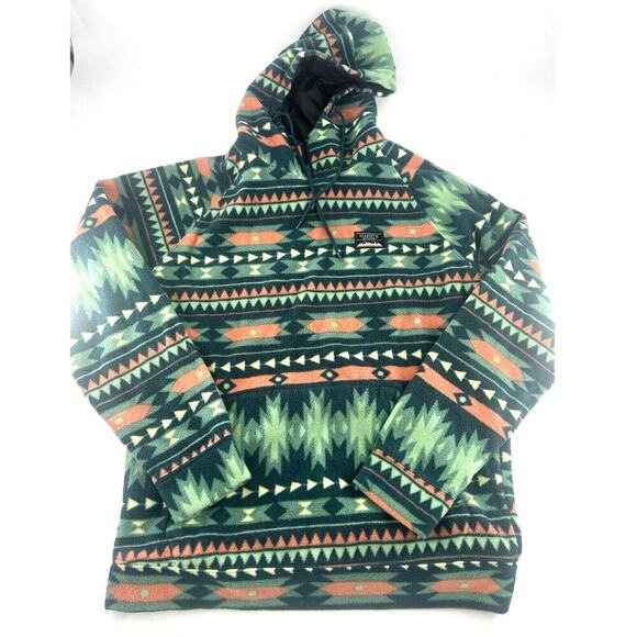 Massive Outdoor Fleece Womens Extra Large Blue Teal Hooded Sweatshirt Aztec - Picture 1 of 11